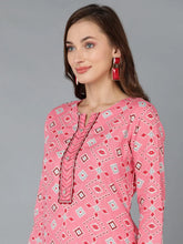 Women Cotton Geometric Printed Kurta Trousers-VKSKD1147A